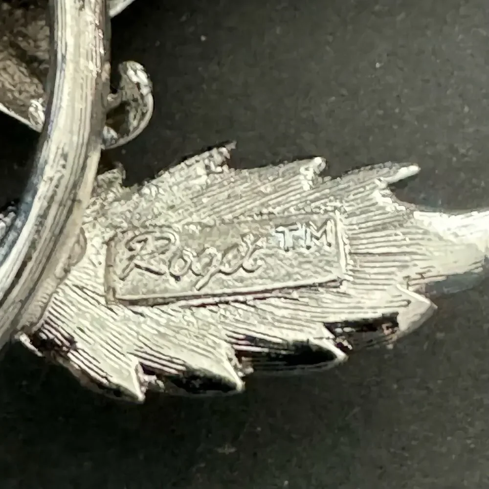 Vintage Roget Silver Tone Large Flower Statement Brooch Pin